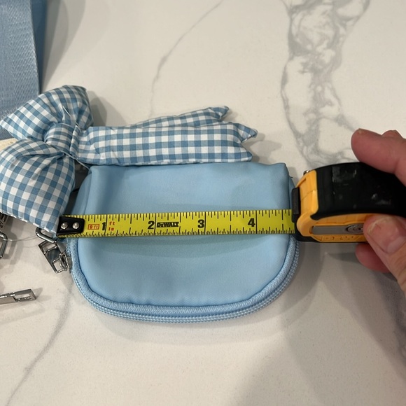 🎀Cute Blue Bow Double Wristlet Coin purse Keychain - Picture 7 of 16